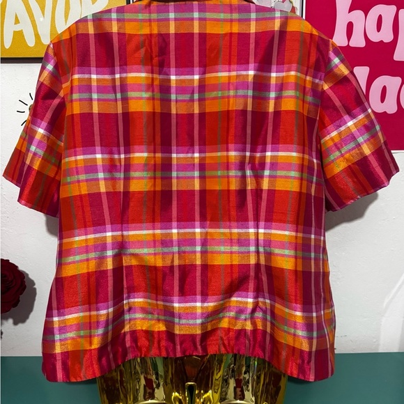 Sag Harbor Dress Women’s Petite Plaid Short Sleeve Button-Up Shirt - Pre-Owned - Picture 2 of 3